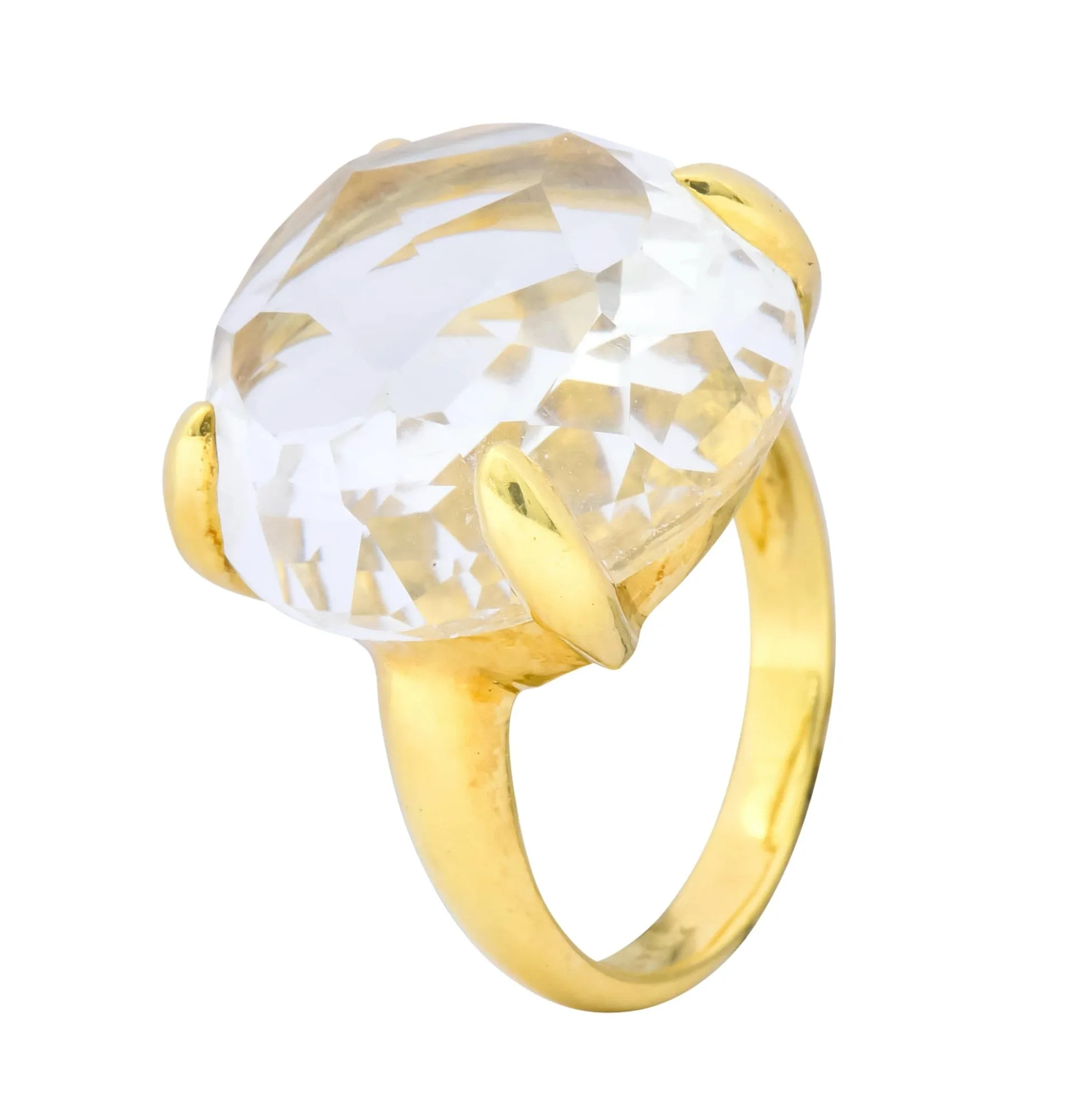 Ippolita Faceted Rock Crystal 18 Karat Gold Cocktail Ring