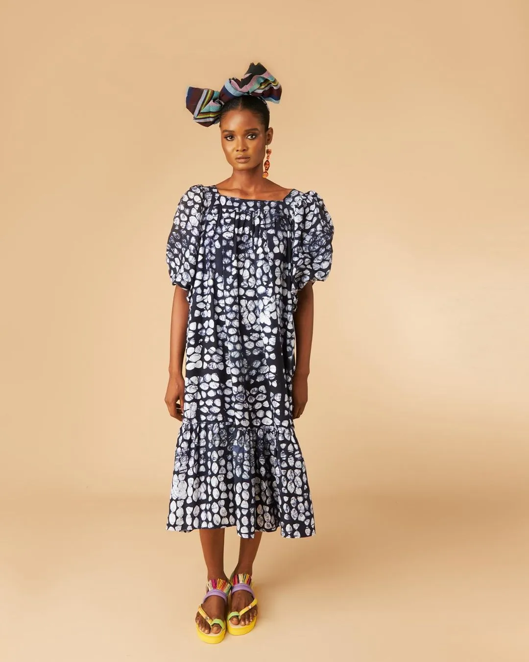 IreTi Baby Indigo Adire Midi Dress