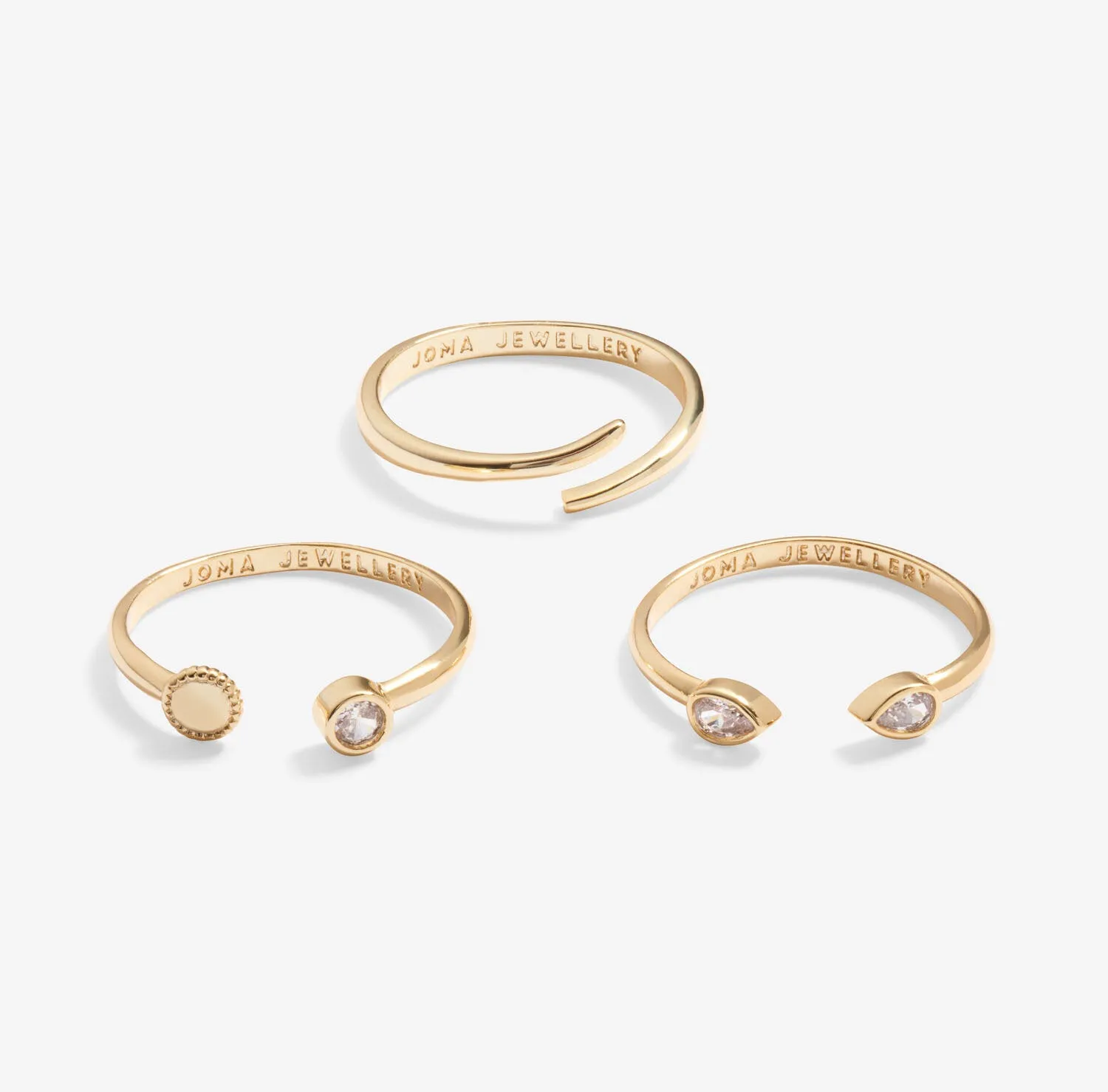 Joma Jewellery Stacks Of Style Gold Set Of 3 Rings