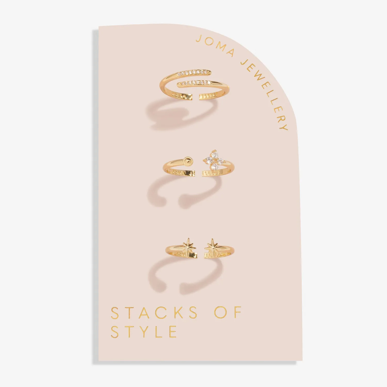 Joma Jewellery Stacks Of Style Gold Star Set Of 3 Rings