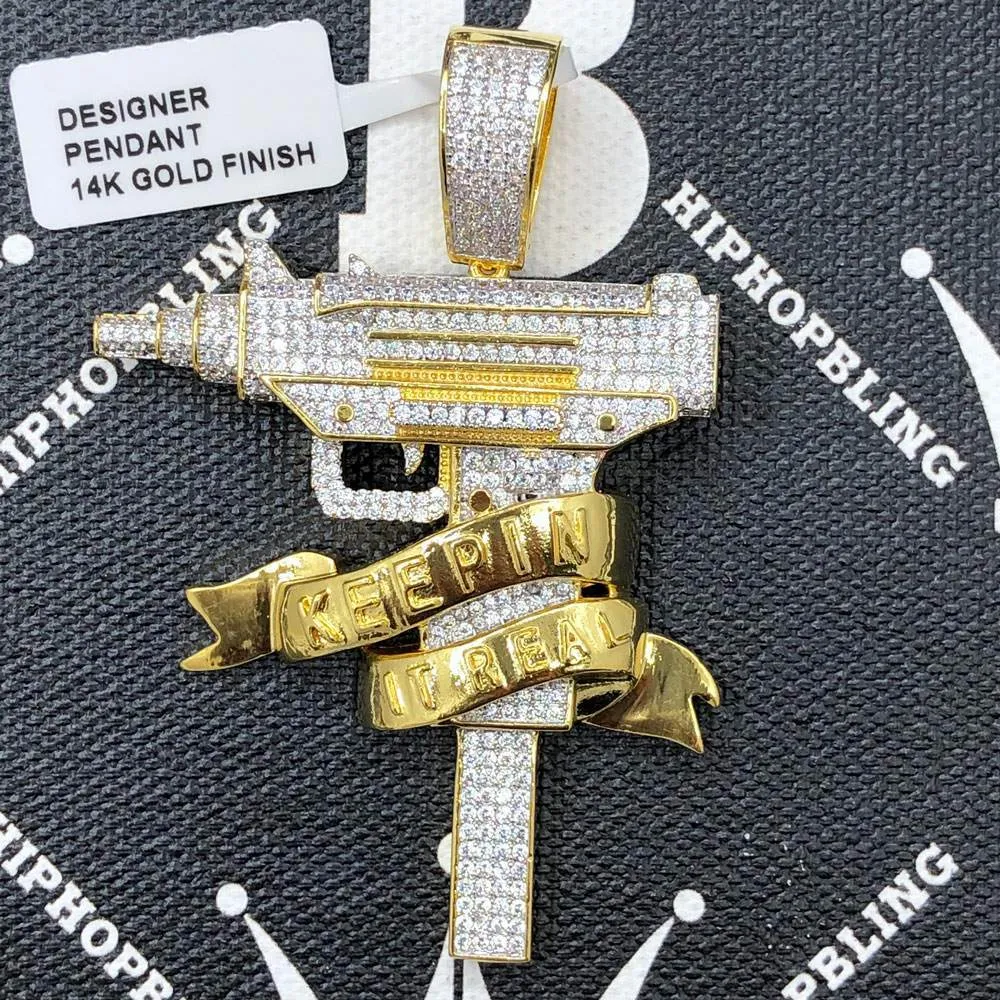 Keepin It Real Uzi CZ Hip Hop Bling Bling Pendant