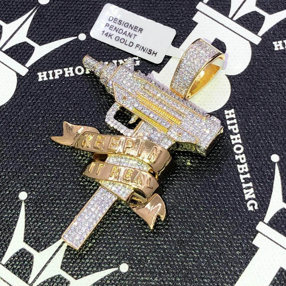 Keepin It Real Uzi CZ Hip Hop Bling Bling Pendant