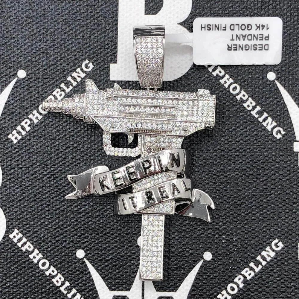 Keepin It Real Uzi CZ Hip Hop Bling Bling Pendant