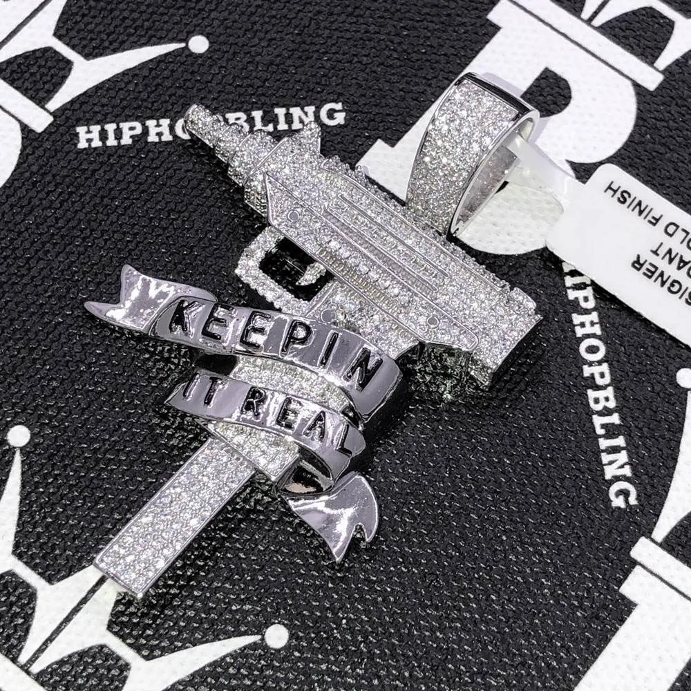 Keepin It Real Uzi CZ Hip Hop Bling Bling Pendant