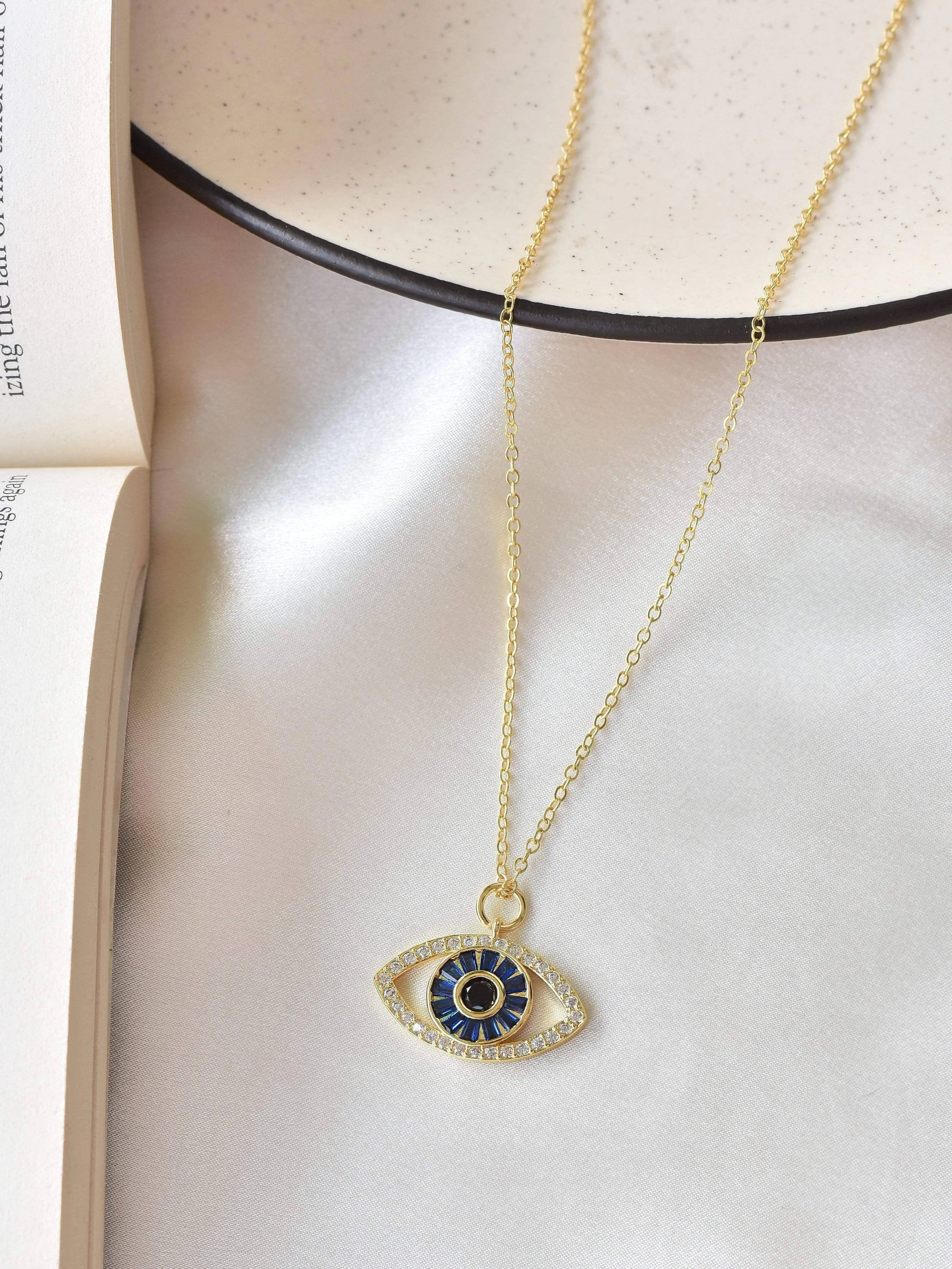 Klissaa Blue Crystal Evil Eye Necklace