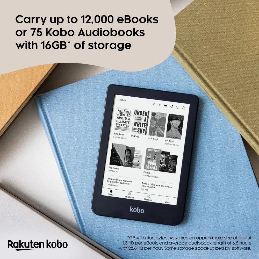 Kobo Clara 2E Digital Text Reader eReader 6 Display 16 GB Flash Wireless LAN Bluetooth USB Type C Deep Ocean