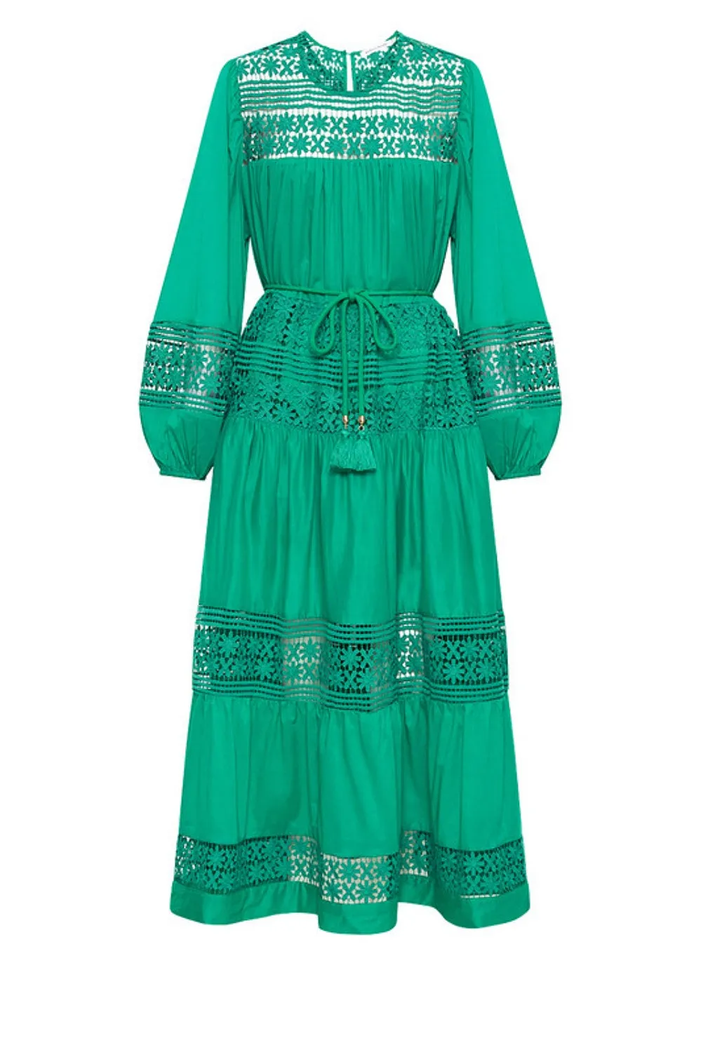 LACE INSERT MAXI DRESS EMERALD