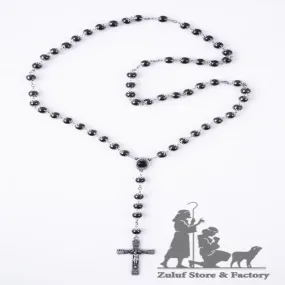 Large Necklace Black Glass Beads Order This Rosary Online - ROS029