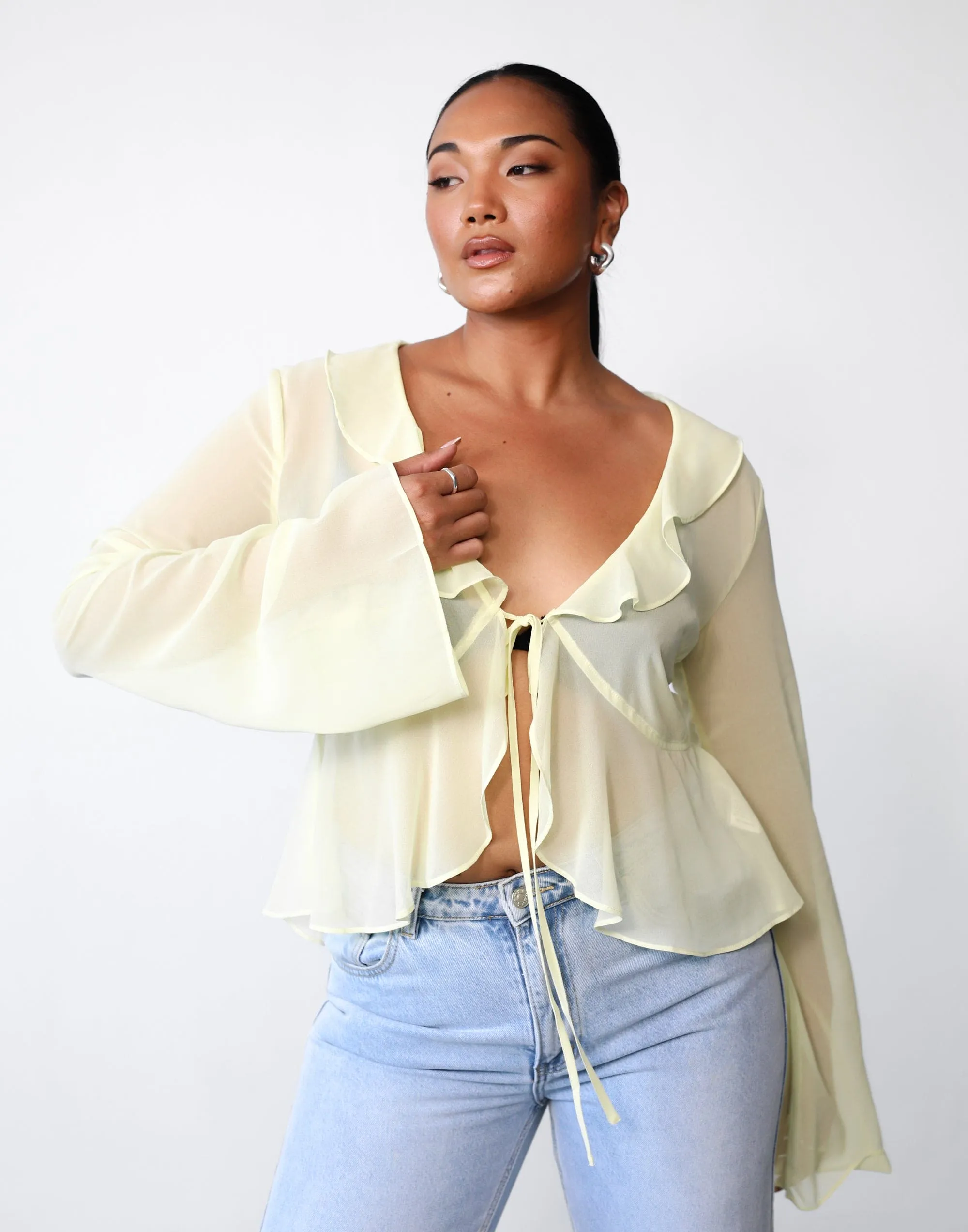 Leah Long Sleeve Top (Lemon)