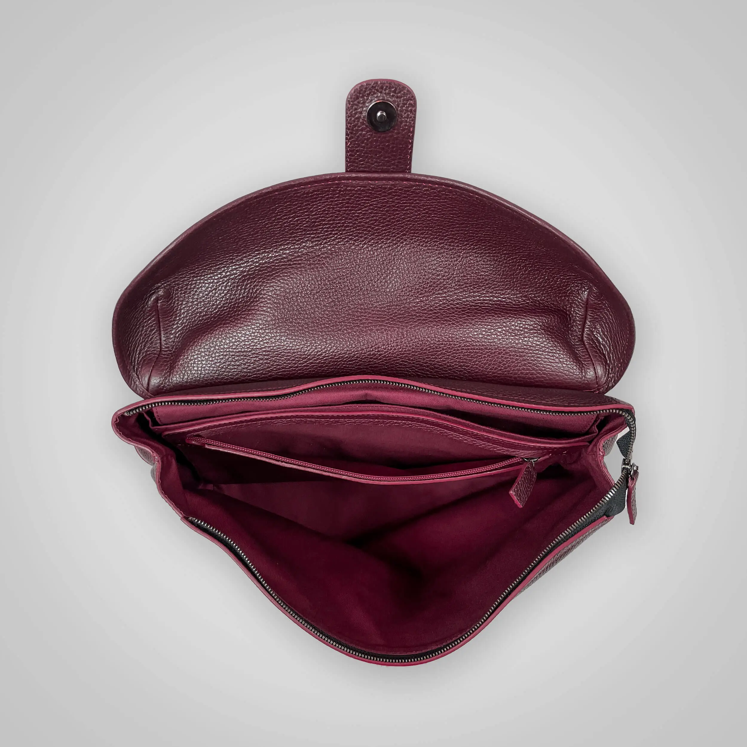 LEATHER MESSENGER BAG BURGUNDY