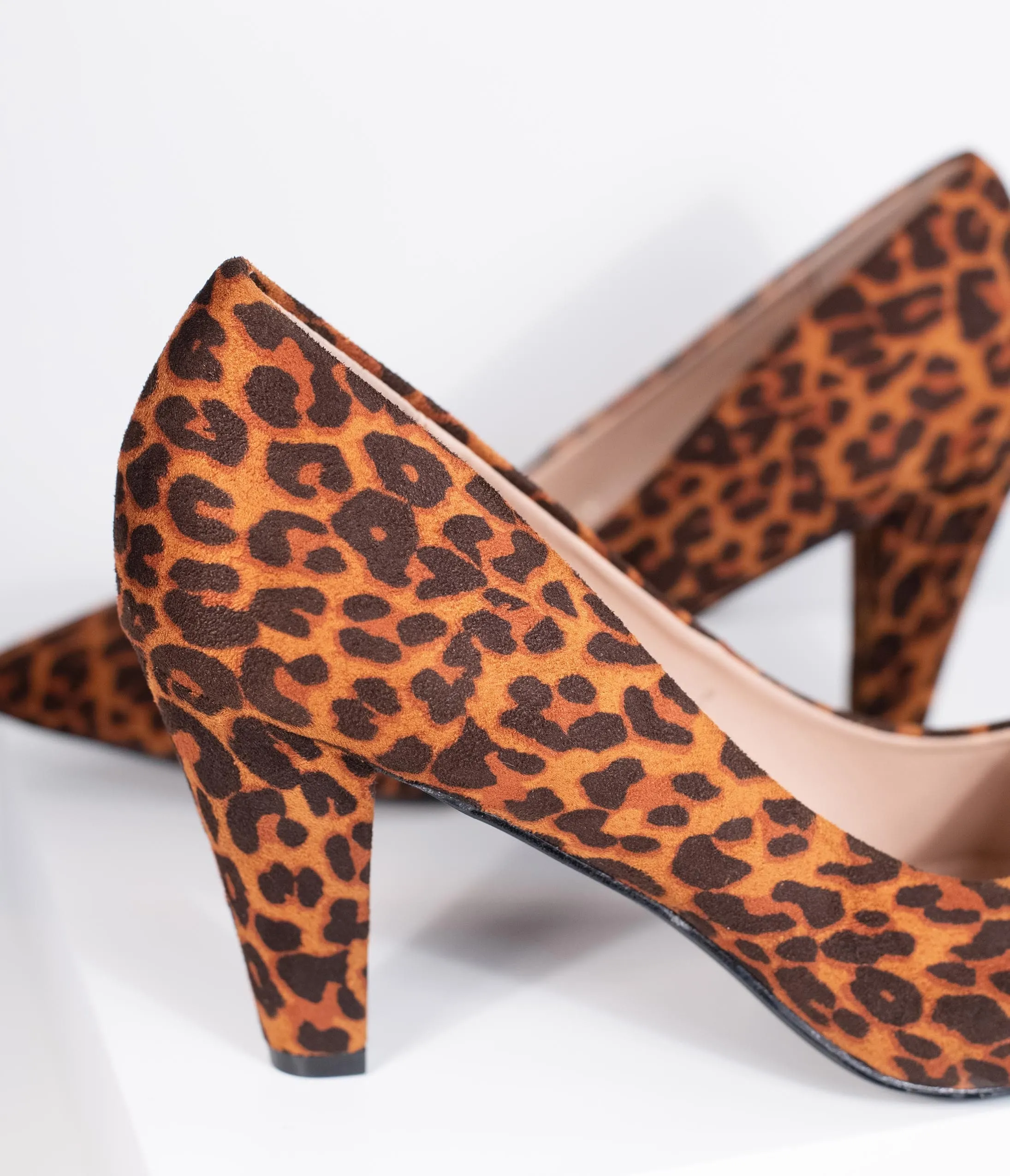 Leopard Print Suede Pointed Toe Heels