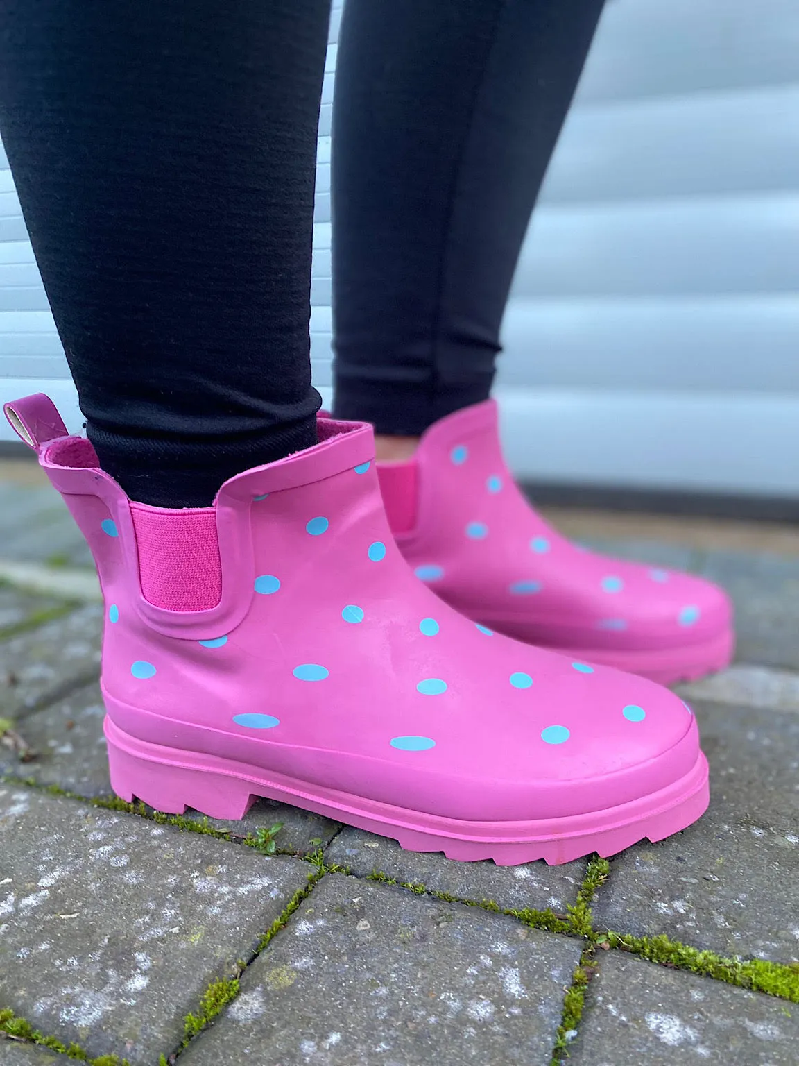 Lipstick Pink Polka Dot Ankle Wellie