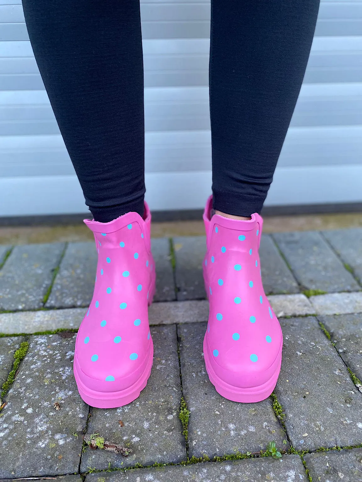 Lipstick Pink Polka Dot Ankle Wellie