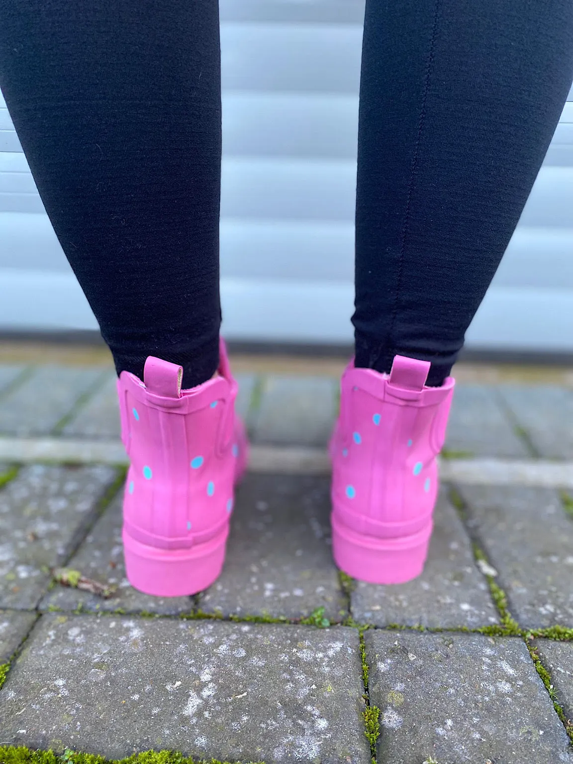 Lipstick Pink Polka Dot Ankle Wellie