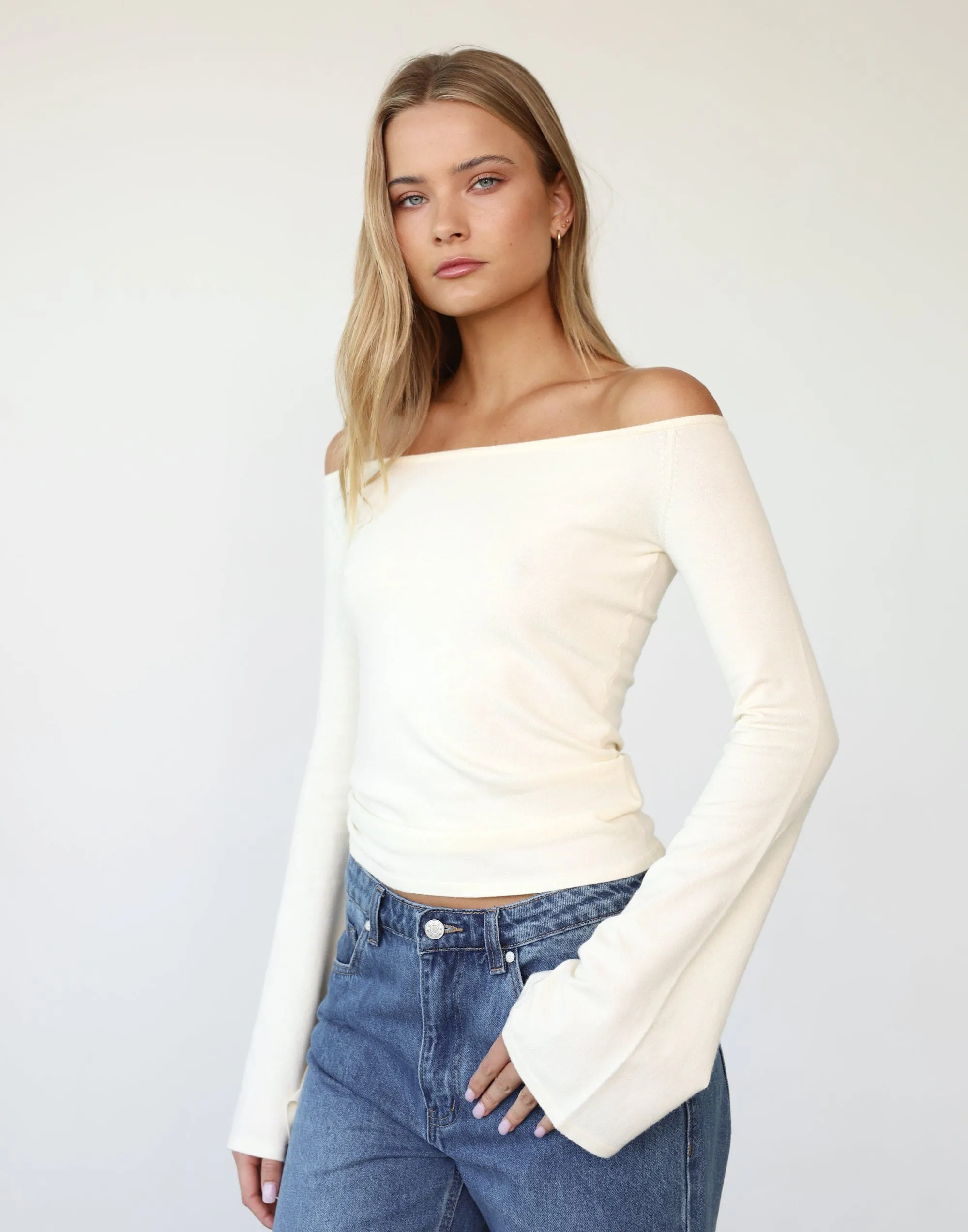 Luna Long Sleeve Knit Top (Off White)