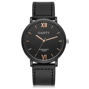 Luxury Casual Leather Strap Quartz Watches Business Black Case Men Wrist Watch