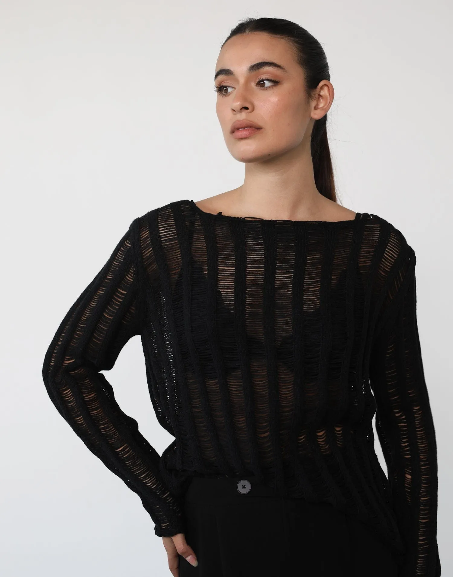 Marlene Long Sleeve Top (Black)