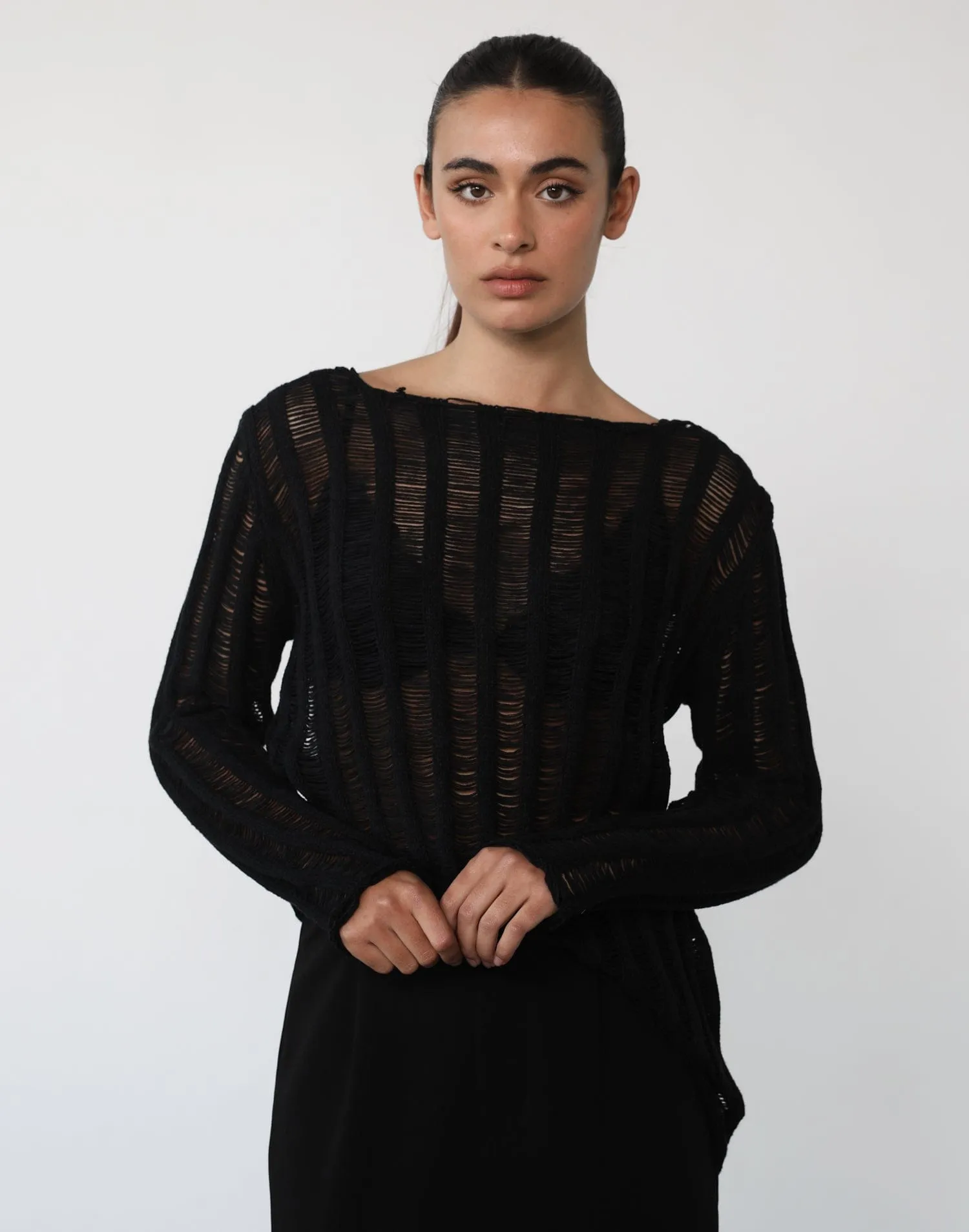 Marlene Long Sleeve Top (Black)