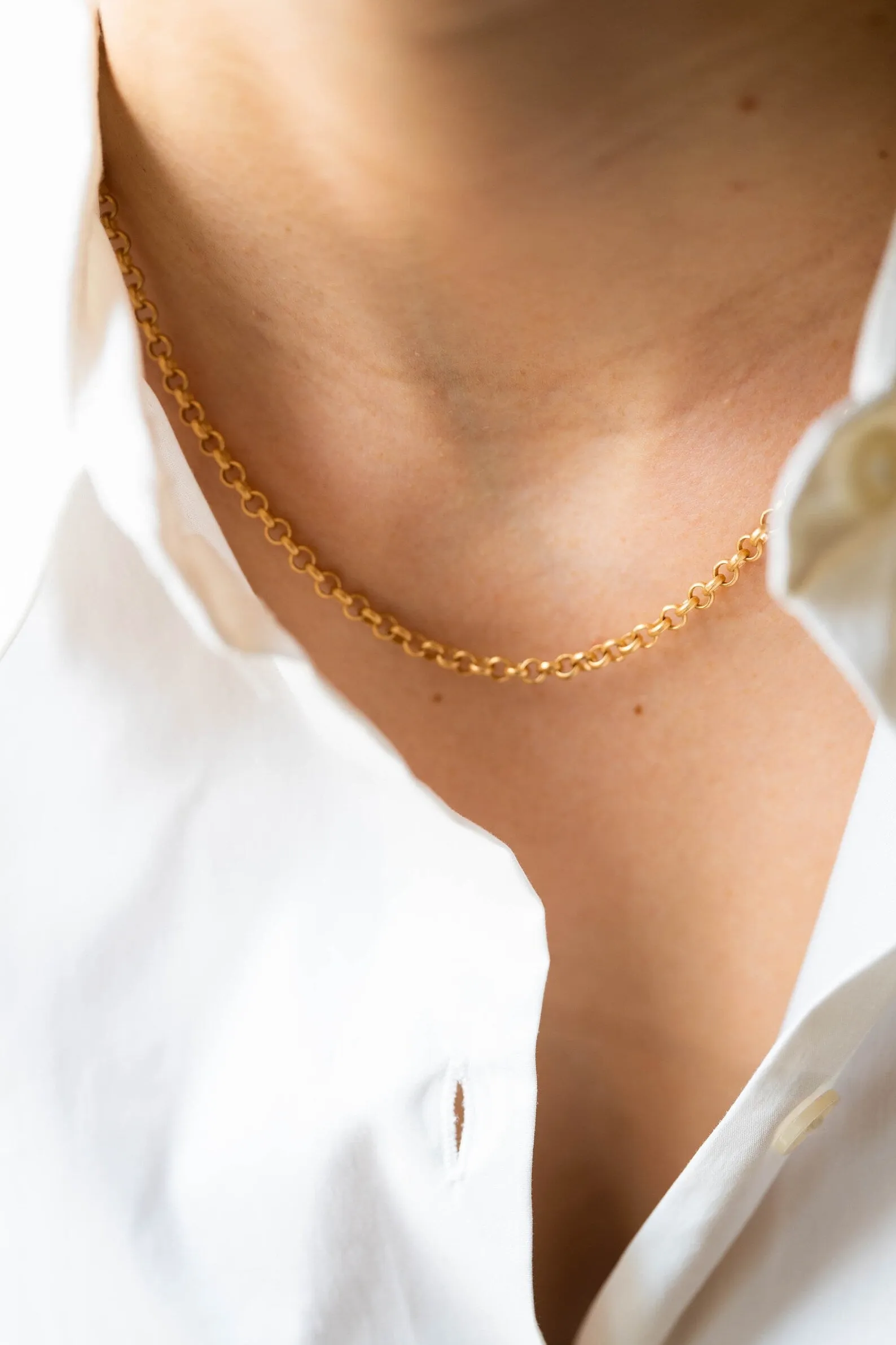 Matte Gold small Rolo Chain Necklace- WS