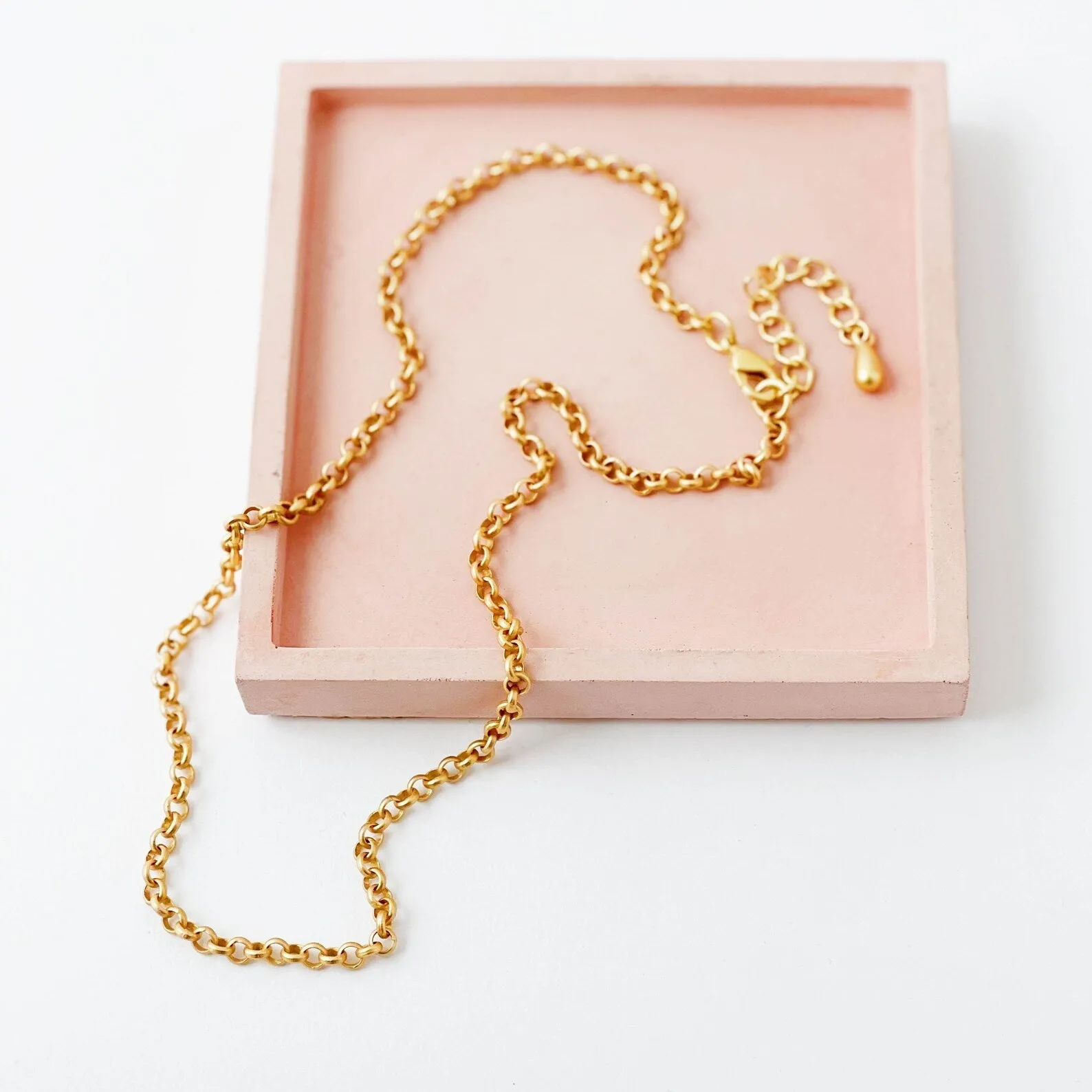 Matte Gold small Rolo Chain Necklace- WS