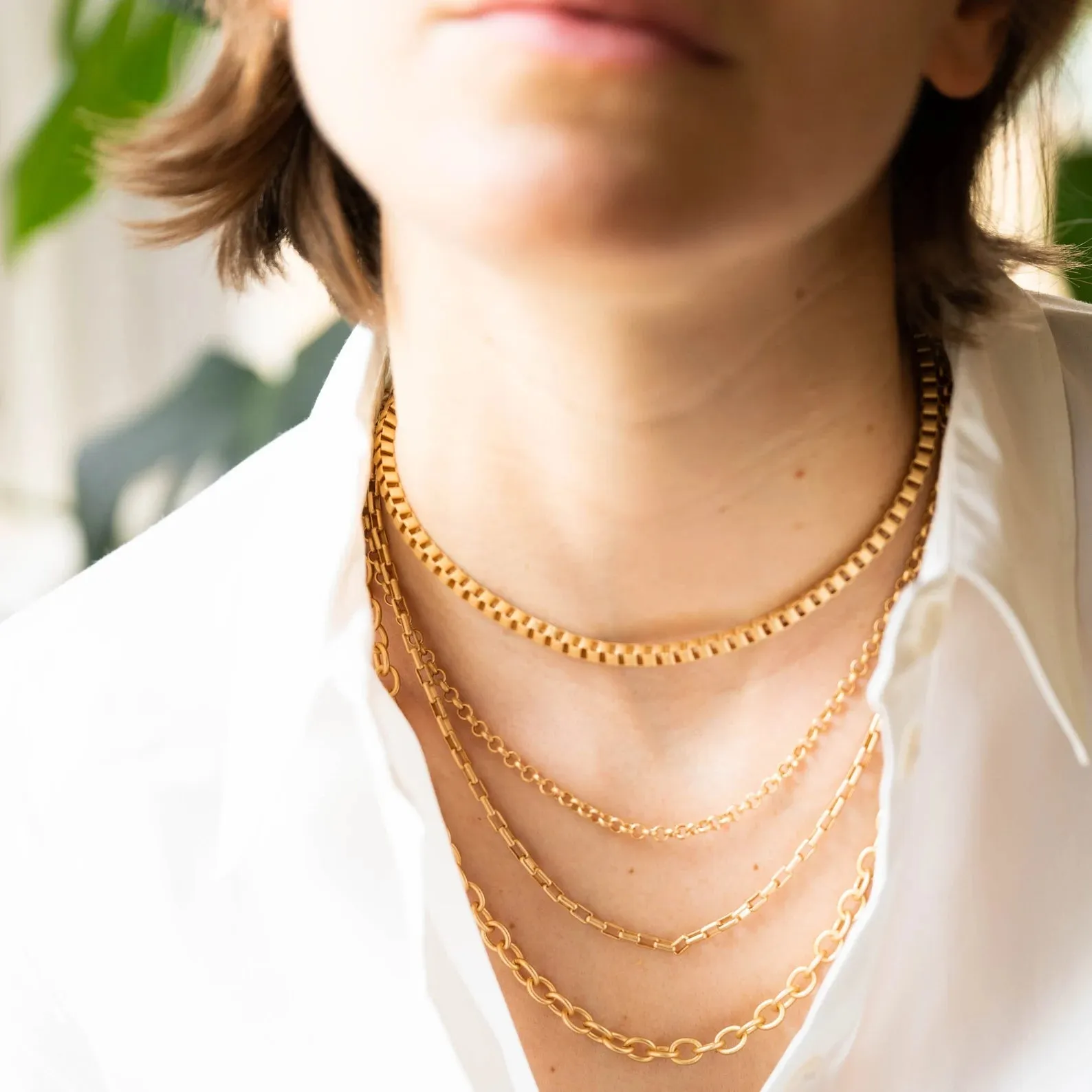 Matte Gold small Rolo Chain Necklace- WS