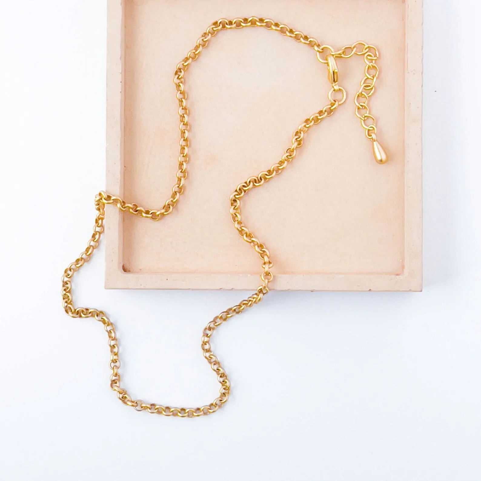 Matte Gold small Rolo Chain Necklace- WS