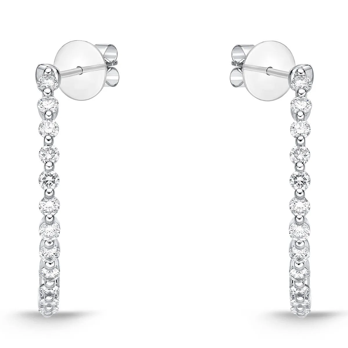 Memoire 18k White Gold Aura Diamond Hoop Earrings