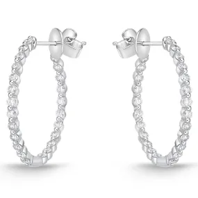 Memoire 18k White Gold Aura Diamond Hoop Earrings