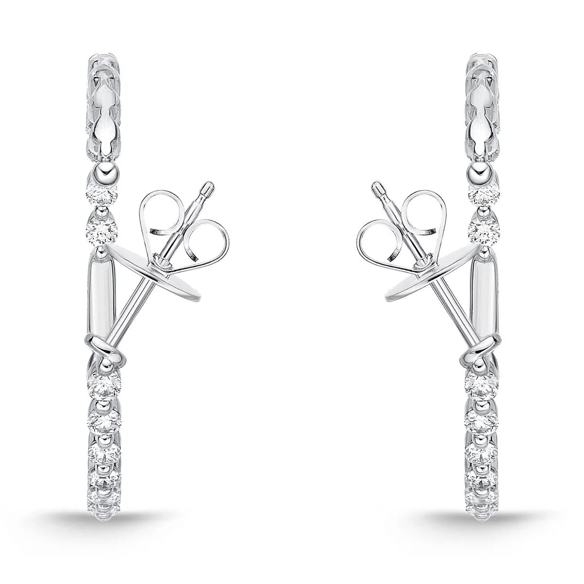 Memoire 18k White Gold Aura Diamond Hoop Earrings