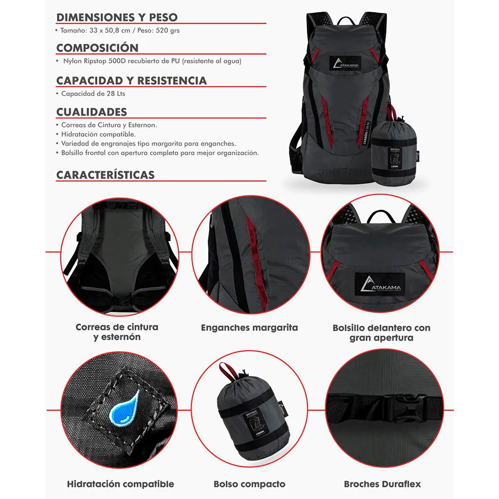 Mochila Plegable Carbon 28L - Atakama Outdoor