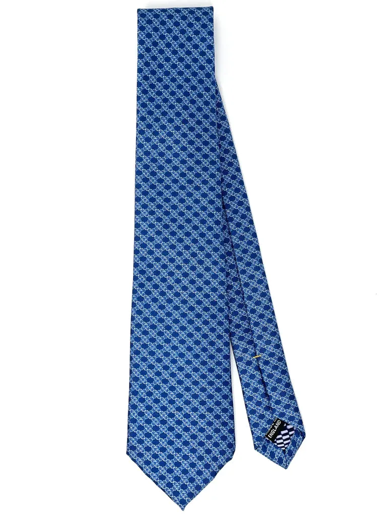 Mpatapo Hand Finished Silk Tie - White/Blue