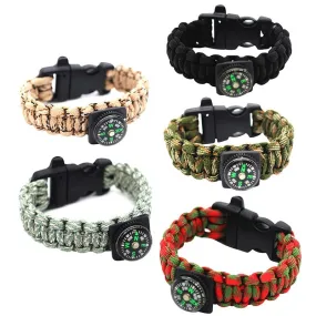 Multi-Function Emergency Survival Unisex Bracelet with Compass