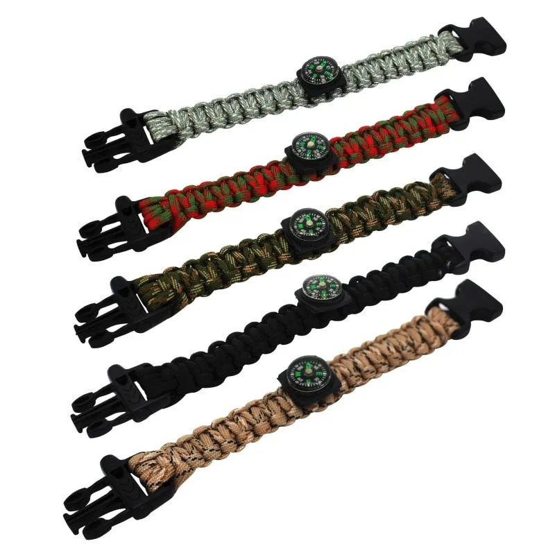 Multi-Function Emergency Survival Unisex Bracelet with Compass