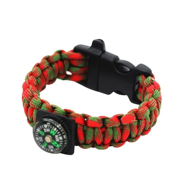 Multi-Function Emergency Survival Unisex Bracelet with Compass