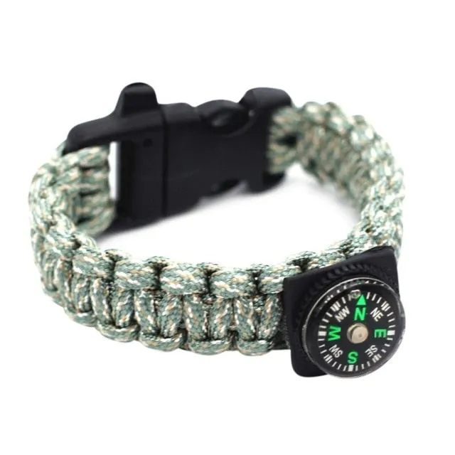 Multi-Function Emergency Survival Unisex Bracelet with Compass