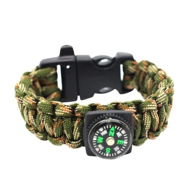 Multi-Function Emergency Survival Unisex Bracelet with Compass