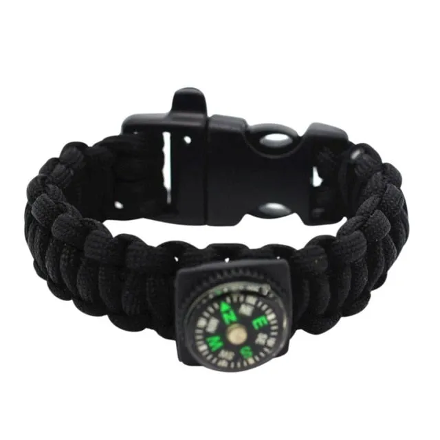 Multi-Function Emergency Survival Unisex Bracelet with Compass