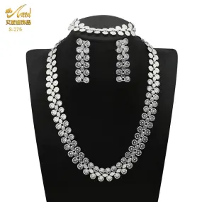 Nigerian Bridal Jewelry Set Silver Color Dubai Style Necklace And Earrings For Women S4466659