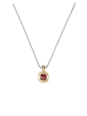 Nouveau 8x8 Cushion Garnet Pendant with Chain by John Medeiros