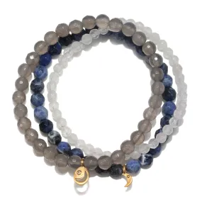 Peace & Protection Moon Gemstone Bracelet Set