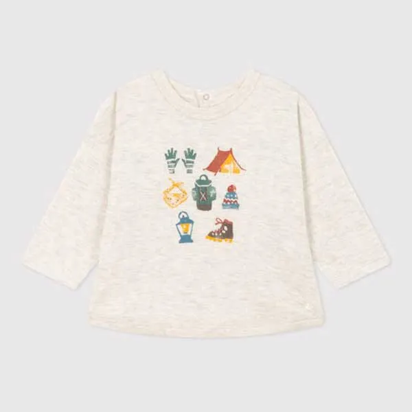 Petit Bateau Long Sleeve Top - Camping - Oatmeal