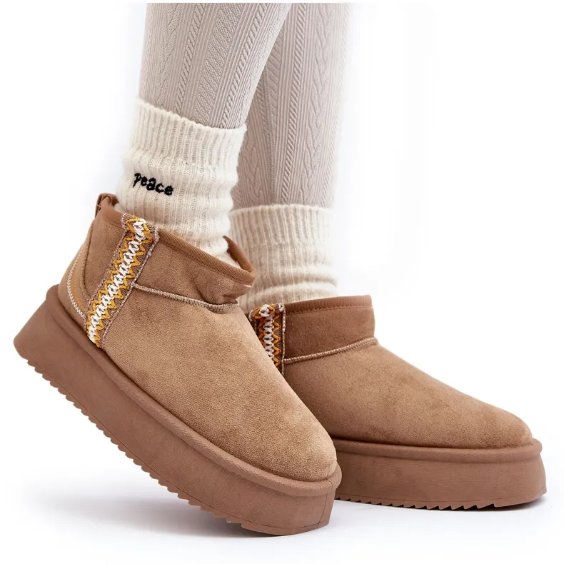 Platform Snow Boots With Light Brown Udra Pattern