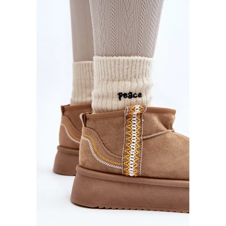 Platform Snow Boots With Light Brown Udra Pattern