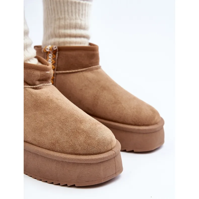 Platform Snow Boots With Light Brown Udra Pattern