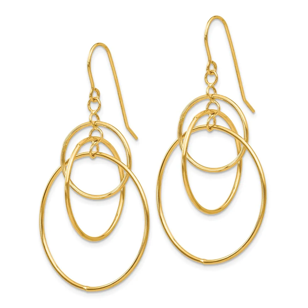 Polished Circles Dangle Earrings in 14k Yellow Gold