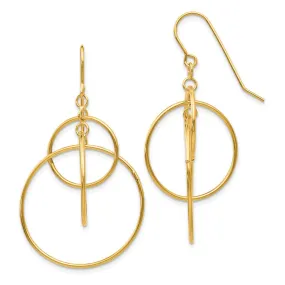 Polished Circles Dangle Earrings in 14k Yellow Gold