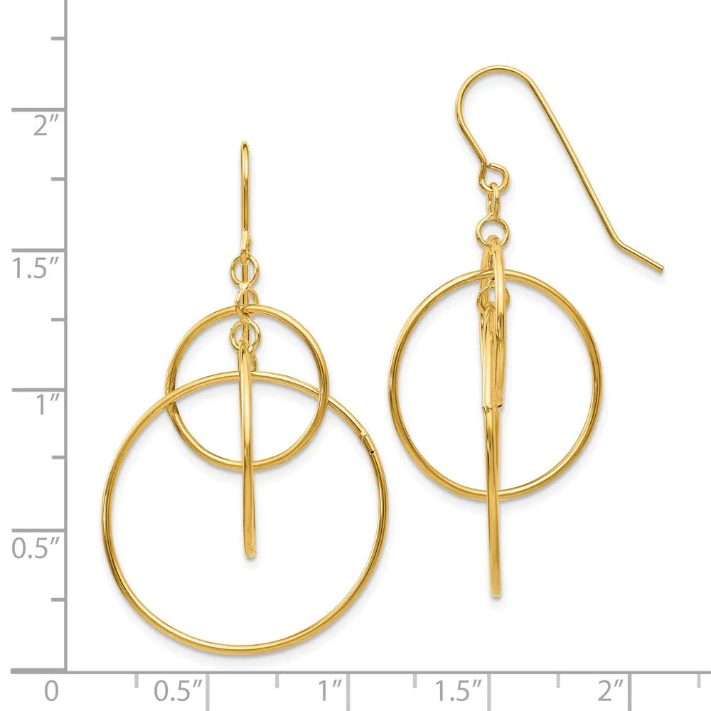 Polished Circles Dangle Earrings in 14k Yellow Gold