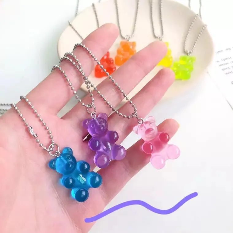 Rainbow Jelly Bear Necklace