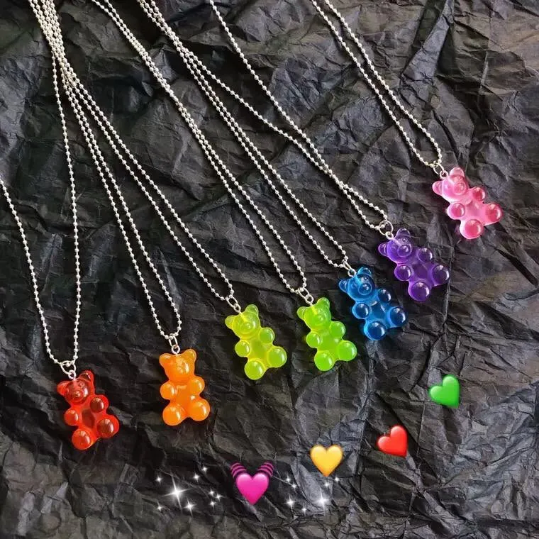 Rainbow Jelly Bear Necklace