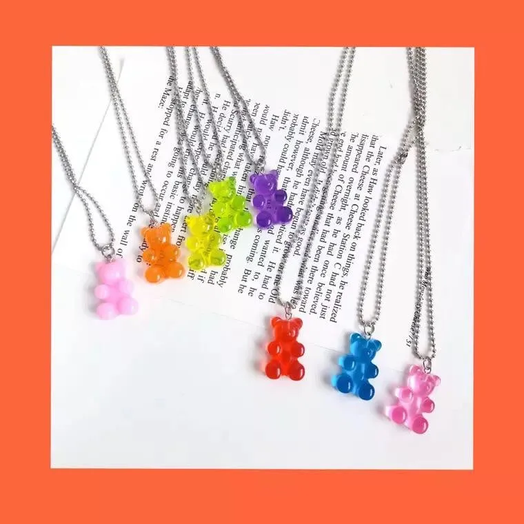 Rainbow Jelly Bear Necklace